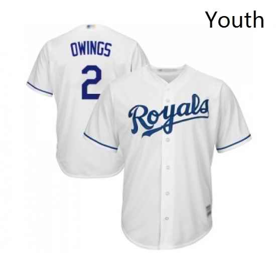 Youth Kansas City Royals 2 Chris Owings Replica White Home Cool Base Baseball Jersey